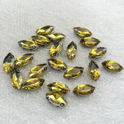 DIY 60pcs 7*15mm horse eye glass claw drilling Rhinestone dress wedding handmade accessories 4holes-B912