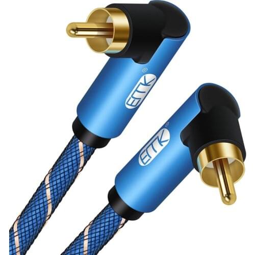 EMK Right Angle HiFi Subwoofer Cable Coaxial Audio Cable Digital Audio RCA to RCA Dual 90 degree Coaxial Cable For Speaker