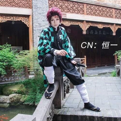 Cosplay Costume Anime Demon Slayer Kimetsu no Yaiba Kamado Tanjiro Dresses Christmas Halloween Free shipping CG314