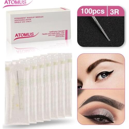 100pcs 3R 5R Laminas Tebori Microblading Needles Needling Permanent Makeup Microshading Eyebrow Tatoo Blade For Manual Pen