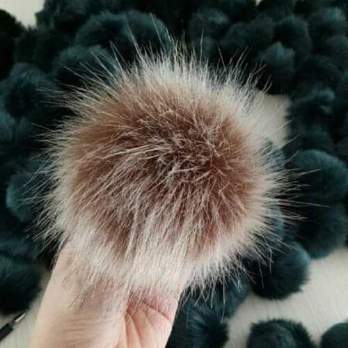 Fashion Soft Fluffy Faux Racoon Fur Pom Pom Ball with elastic band DIY Beanie Cap Accessory