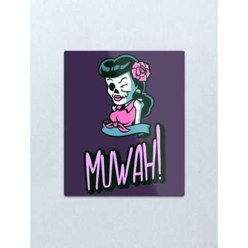 Muwah! lady skull Metal Print Tin Sign Vintage Metal Wall Sign Plaque Retro Garage Shed Car