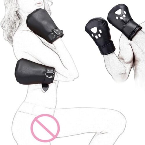 Puppy Play Dog Gloves Dog Paw Print Padded Fist Mitts BDSM Bondage Leather Gloves Fetish Pet Dog Role Play Sex Toys For Couples
