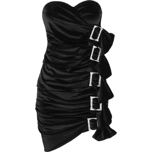 Strapless Midi Dress Sexy Solid Black Bodycon Party Dresses Club Sexy Summer Casual Vestidos 2021 New Clothing