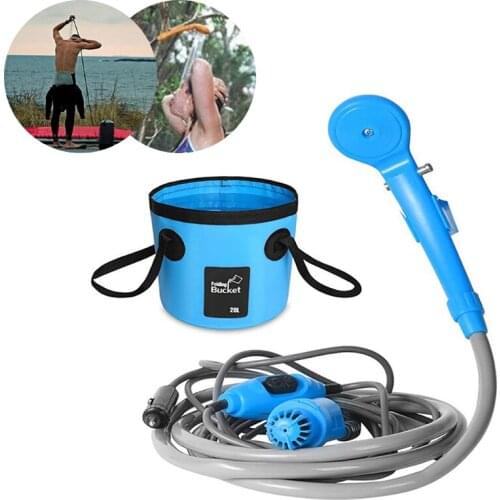 Camping Shower Kit Universal Car Washer Shower Set Outdoor Shower Kit Portable Car Shower Device With Folding Bucket Shower Head