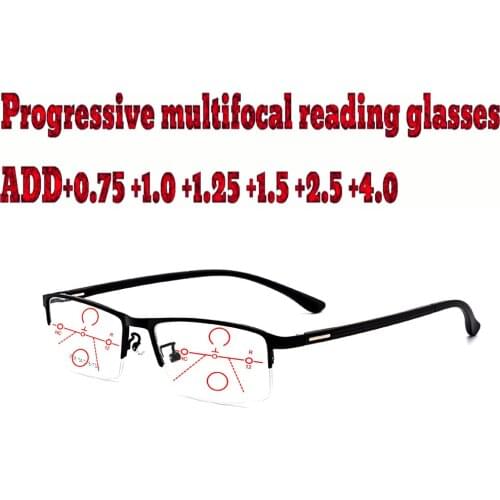 Progressive Multifocal Anti Blue Light Reading Glasses Business Men Women High Quality Tr90+1.0 +1.5 +1.75 +2.0 +2.5 +3 +3.5 +4