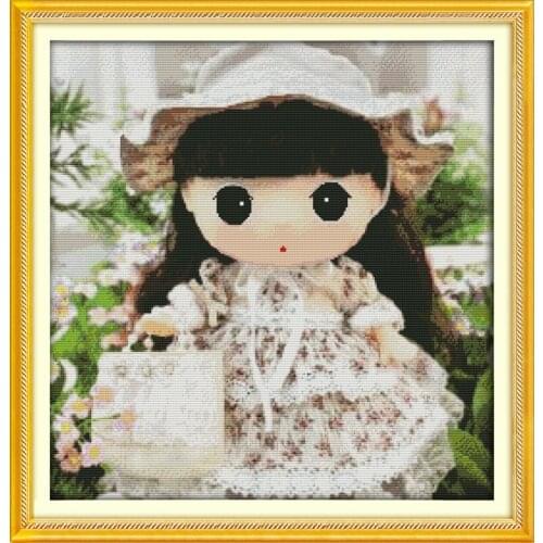 Confused doll (3) cross stitch kit 14ct 11ct count print canvas stitching embroidery DIY handmade needlework