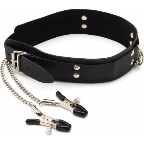 Sex Toys Slave Collar Nipple Clamps PU Leather Necklace BDSM Cosplay For Adult Games Dropship