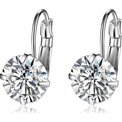 Luxury Stainless Steel Flower Design Stud Earrings with Zircon Stone Women Birthday Gift Bijouterie