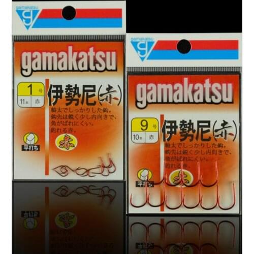 Japan Imported Gamakatsu Fishhooks High Strength Barbed Shape fishing Hooks Durable Strong Sharp Carbon Steel Red Fish Hook 1-9