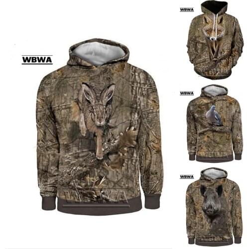3D Camo HUNTING ANIMALS Hare Hoodies Women Fashion Streetwear Hooded Sweatshirt Long Sleeve Casual Pullover Men Hoodie X