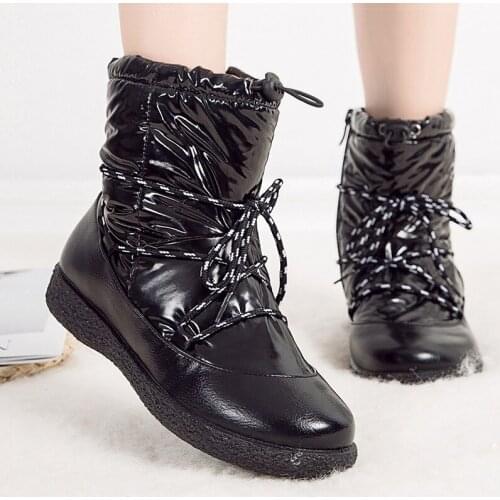 Women Boots Nice Winter Shoes Woman Bling Snow Boots Plus Size Botas Mujer Waterproof Winter Boots Low Heels Ankle Boots Feamle