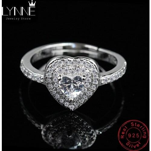 LYNNE Jewelry Fine AAA Zircon Heart Banquet Rings 925 Sterling Silver Fashion Party Hot Resizable CZ Ring Women Anniversary Gift