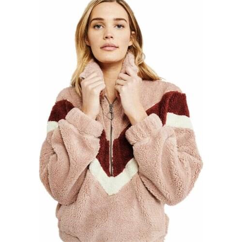 Winter Womens Fleece Half Zipper Jacket Pullover Stand Collar Sweatshirt Fashion Splice Long Sleeves Versatile 2020 Hot