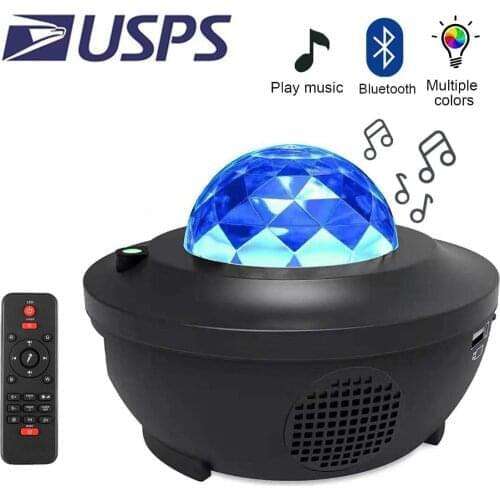 ZK20 Galaxy Projector Night Light Starry Ocean Wave Projector Romantic Colorful Starry USB Voice Control Bluetooth Music Speaker