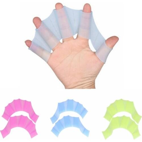 1 Pair Silicone Swimming Gloves Gear Fins Hand Web Flippers Training Women Men Kids Webbed Gloves For Swimming