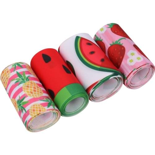 2Yards 3"(75mm) Grosgrain Ribbon Fruits Printed Ribbon DIY Hair Bows Gift Wrapping Decorative Handmade Patchwork Craft Supplies