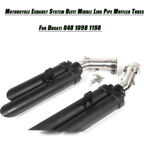 2xMiddle Link Pipe Exhaust Muffler Tubes Modified Motorcycle Stainless Steel Aluminum Exhaust System For Ducati 1198 1098 848