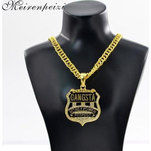 2020 Gangsta Rap models fashion jewelry Europe and the United States big mens hip hop badge shape pendant necklace jewelry
