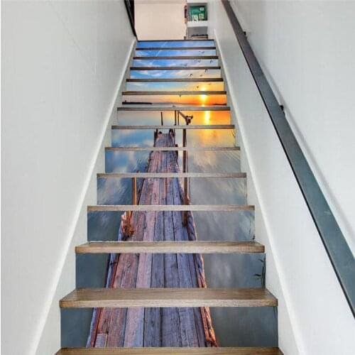3D Tile Floor Sticker PVC Bathroom Kitchen Stairs Decoration Scenery Wallpaper Home Decor Art Wall Decals