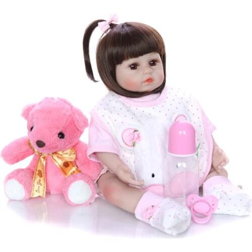 48CM bebe doll reborn toddler girl doll soft silicone reborn baby doll child bed time toys xmas gift toy dolls