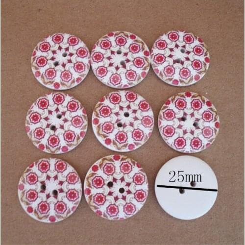 50pcs New 25mm Flower Design 2 Holes Wooden Buttons Sewing Buttons Craft Scrapbooking Clothing Accessories H-1