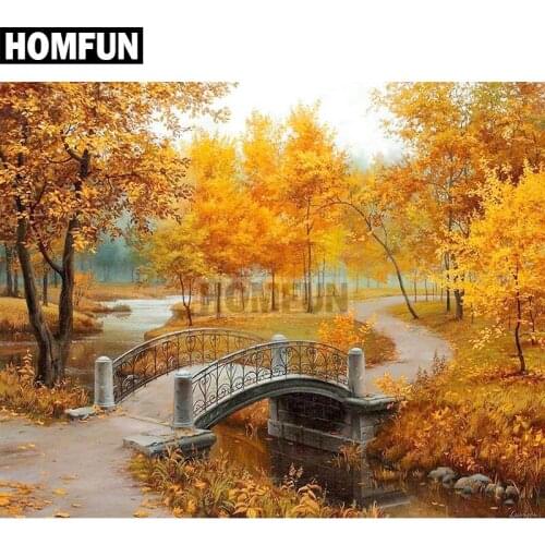 HOMFUN Full Square/Round Drill 5D DIY Diamond Painting "Autumn scenery" Embroidery Cross Stitch 5D Home Decor Gift A02583