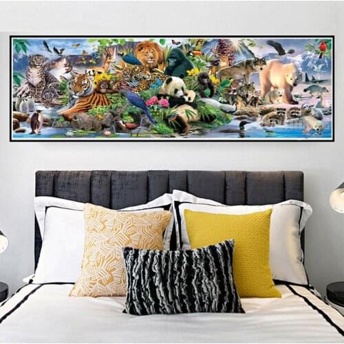 Full square round drill large 5d diy diamond painting animals world diamond mosaic embroidery sale wild lion and tiger,N1302