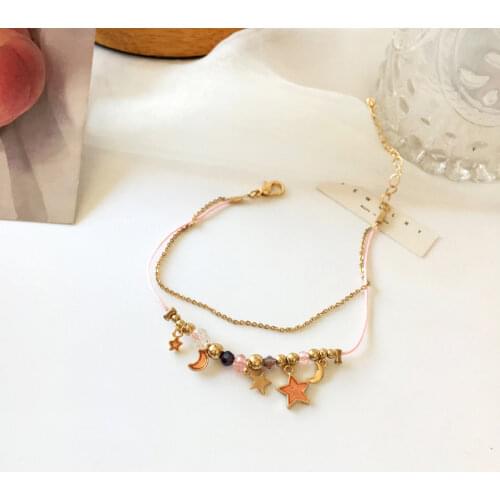 Personalized Sweet Star Moon Bracelet Round Beads Beaded Temperament Bracelet