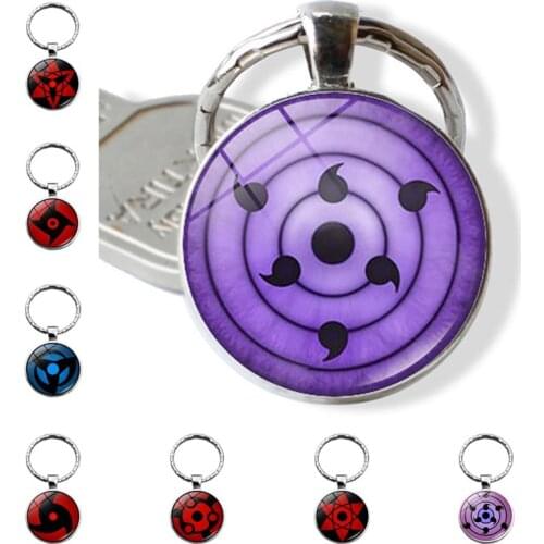 1pcs Fashion Rinnegan Eyes Keychains Anime Sharingan Eye Cartoon Keychain Glass Cabochon Dome Jewelry Keyring Car Cosplay Gifts