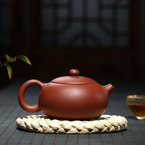 Yixing Flat Xishi Teapot Original Mine Purple Clay Kettle Creative Teaware Drinkware