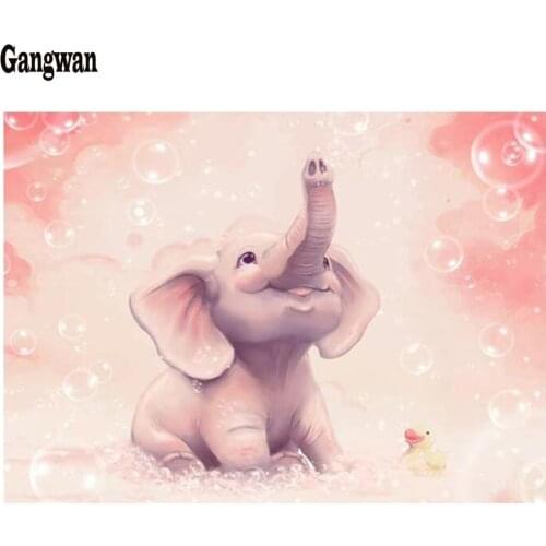Baby Girl Room Decoration 5d Diy Diamond Painting Cartoon Elephant Diamond Embroidery Full square Round Mosaic Animal Rhinestone