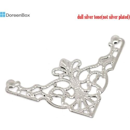 Doreen Box Lovely 50 Silver Color Triangle Wraps Connectors 4.8x2.6cm (B14764)