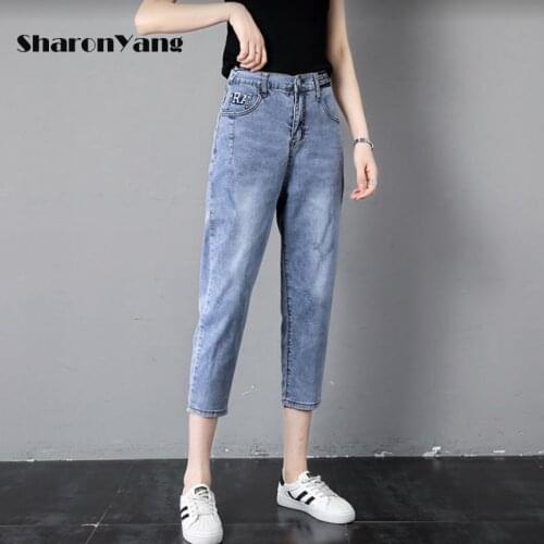 Jeans Woman Breeches Female Stretch Knee Length Denim Shorts Pants Women with High Waist Summer Plus-Size Loose Capri Pants