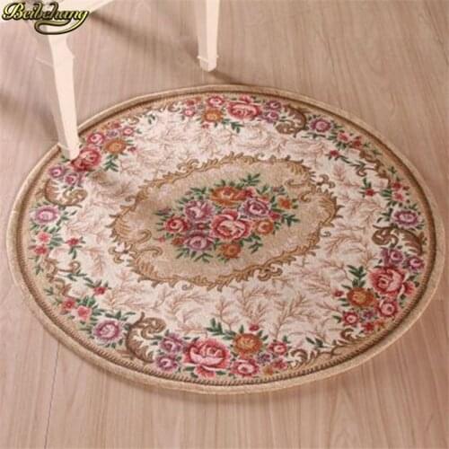 Beibehang European Jacquard Carpet Coffee Table Mats Door Round Anti-slip Mats Living Room Dornier Carpet Home Decoration