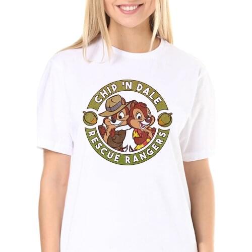 T shirt Women Harajuku Tee Streetwear Tshirt Female Kawaii Clothing Girls Disney Chip 'N Dale Rescue Rangers Logo T-Shirt