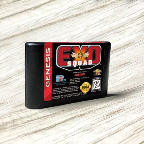 Exo Squad - USA Label Flashkit MD Electroless Gold PCB Card for Sega Genesis Megadrive Video Game Console