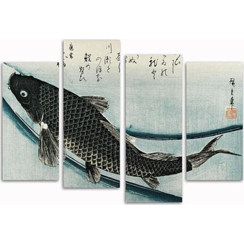 Katsushika Hokusai fish 4pcs Diy Diamond Embroidery Diamond Painting Cross Stitch Full Square Round Mozaik puzzleZP-2809
