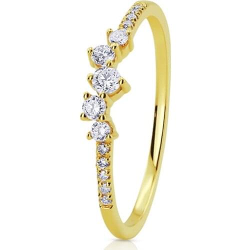 Milangirl Ladies Korean Style Fashion Simple White Cubic Zirconia Thin Alloy Rings for Woman Girl Wedding Party Jewelry