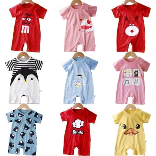 2021 Baby Summer New Boy Clothes Newborn Cartoon Girl Short Sleeve Boxer Jumpsuit 0-24 Months Cute Girl Jumpsuit