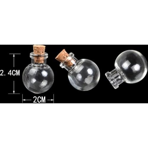 Round Ball Mini Bottles Pendants Necklace Small Glass Bottles With Cork Gift Glass Jars Vial 100pcs New Arrival Free Shipping