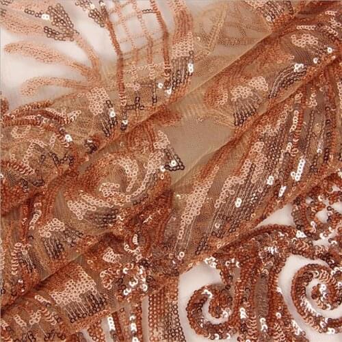 Lace172 Champine Sequins Embroidery Mesh Yarn Sequined Fabric Fashion Luxury Womens Dresses Stage Dress Wedding Fabrics