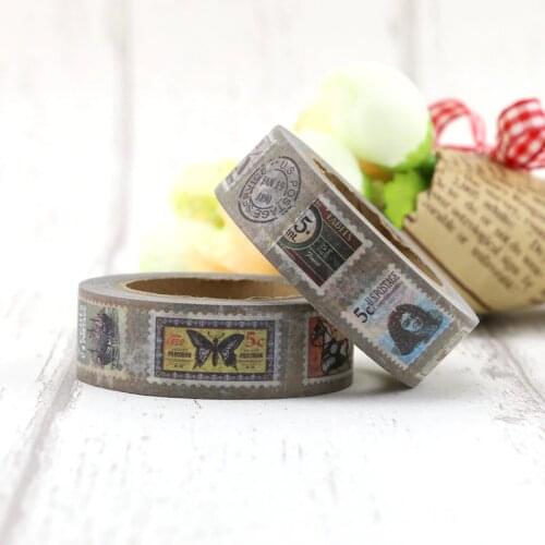 1PC NEW 15mm*10m washi tape paper Vintage Stamp Sailboat Butterfly Horse Camera masking japan washi tape Decorative Stationery