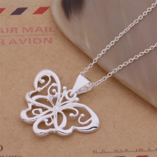 AN153 Hot sterling Necklace fashion jewelry pendant arabesquitic butterfly /giaaozha amoajdva silver color