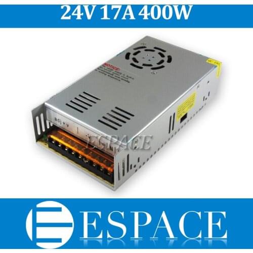 Best quality 24V 17A 400W Switching Power Supply Driver for LED Strip AC 100-240V Input to DC 24V free shipping