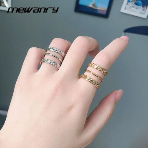 Mewanry 925 Sterling Silver Rings New Trend Punk Hip Hop Vintage Creative Design Three Layers Hollow Party Jewelry Birthday Gift