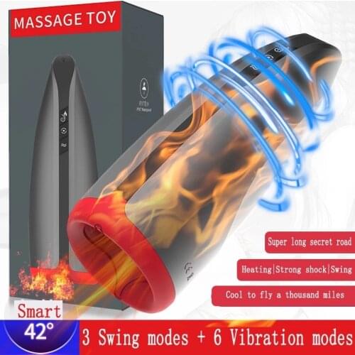 Male Automatic Heating Oral Sex Cup Masturbator Swing Vibration Deep Throat Mouth Design Adult Intimate Toys Blowjob Sex Machine