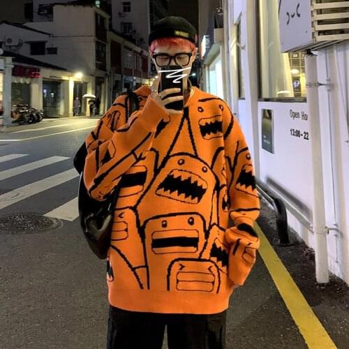 Men Pullovers Sweater Autumn Winter Male Japan Korea Streetwear Youth Fashion Casual Hip Hop Couple Knitting Sweater