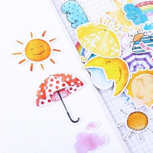 23pcs Cute Weather symbol Kids Fun Paper Stickers Homemade Bookkeeping Decals on Laptop / Decorative scrapbooking / DIY stickers
