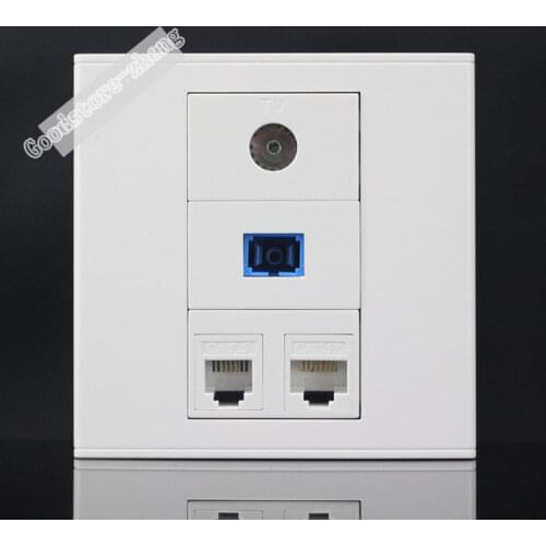 Wall Plate 4 Ports CAT5E RJ45 Network LAN + SC Optical Fiber Outlet +TV Socket +RJ11 Telephone Phone Panel Faceplate Wholesale